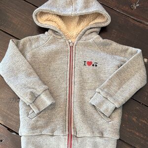 Bonpoint Gray Hoodie with Heart and Music Note
